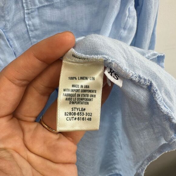 Bella Dahl Linen Pocket Button Down In Perennial Blue Light Blue Size XS - Picture 7 of 10